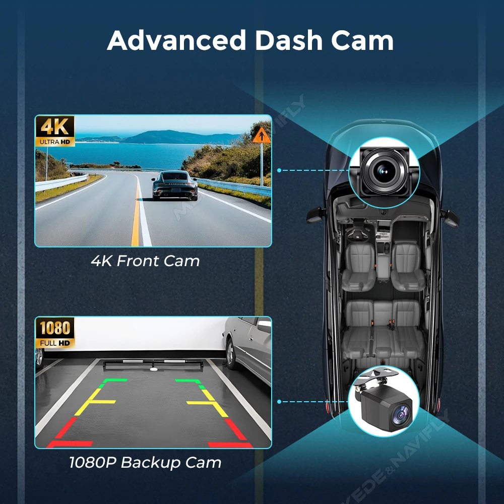 Universal Car Radio Screen Wireless CarPlay Android Auto Multimedia Video Player Monitor Dashboard Rearview Cam AUX TF FM DSP