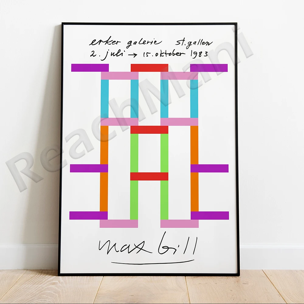 Max Bill Abstract Colorful Geometric Art Wall Decor Exhibition Poster Canvas Print Unique Gift