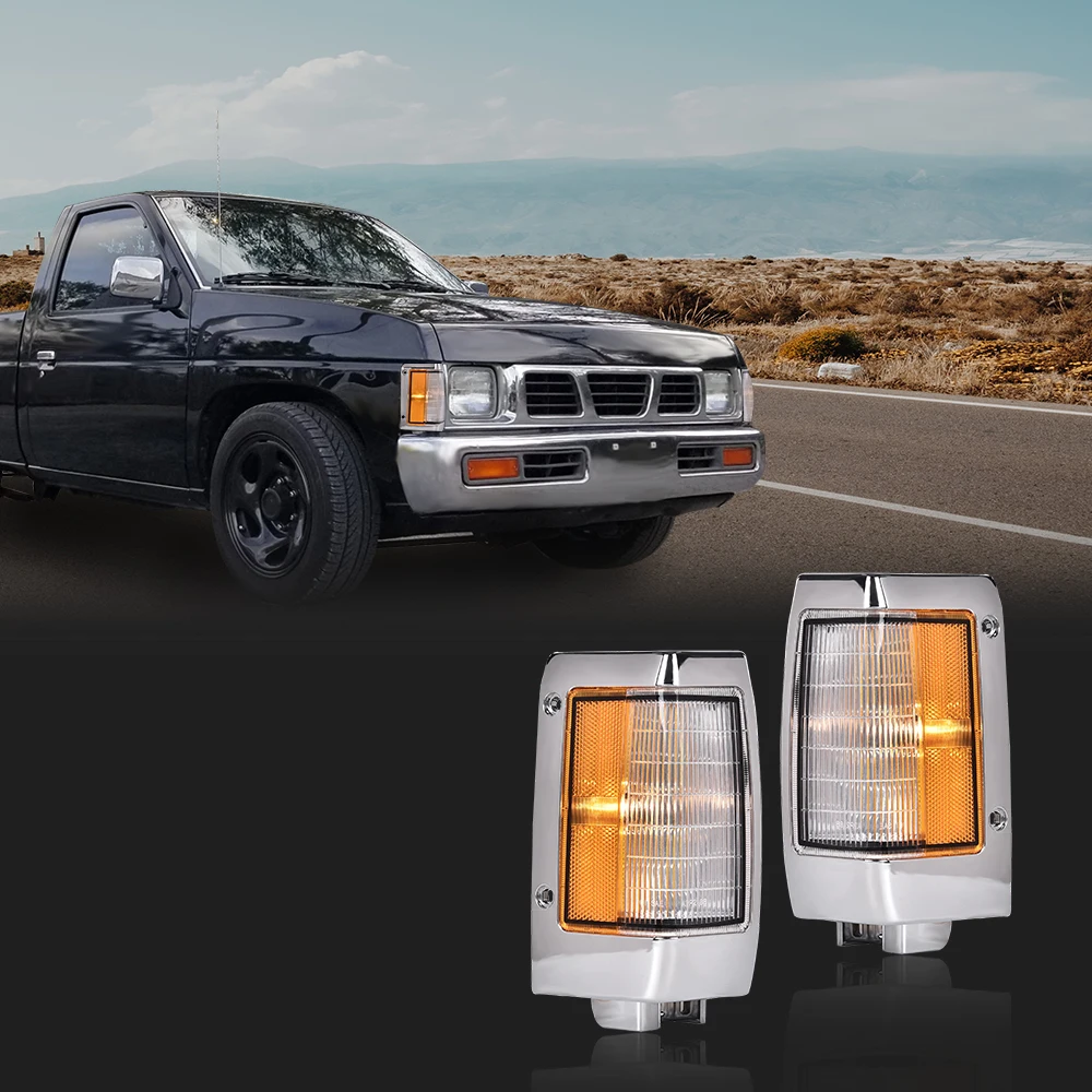 

2Pcs Chrome Parking Corner Side Marker Signal Light Lamp Chrome Fit for 90-97 D21 Pickup