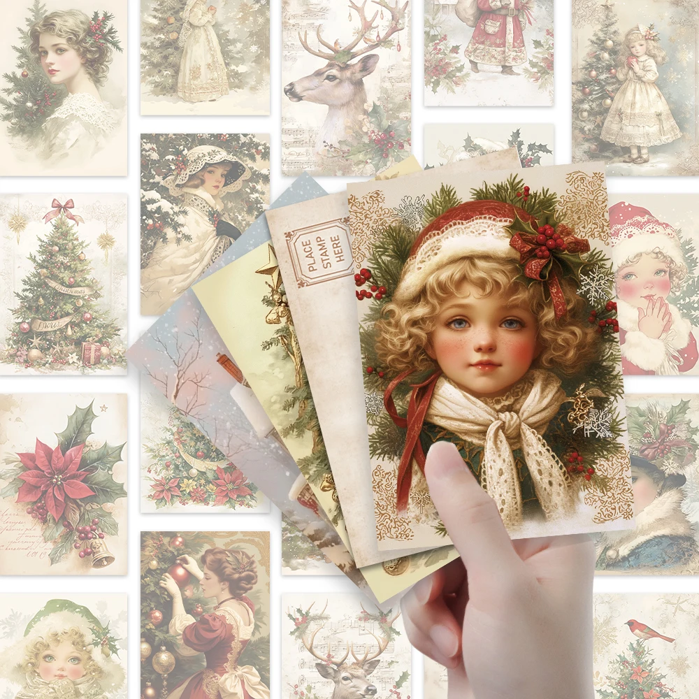32 Stück, Vintage-Weihnachtspostkarten, Weihnachten, Geburtstags-/Jubiläumsgeschenke, Sammlerstücke, perfekt zum Verschenken, postfertig. – Detail 3