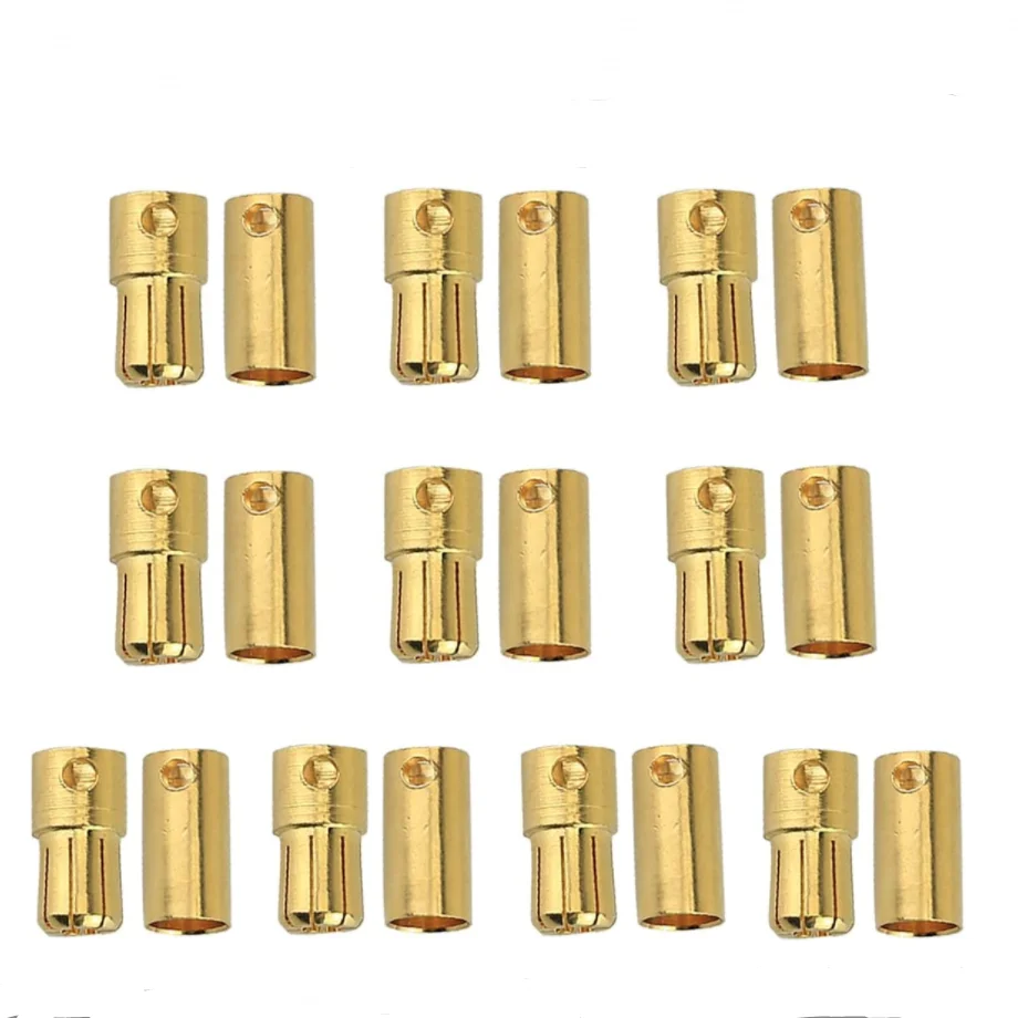 

2/5/10Pairs Gold Plated 6.5mm Banana Plug Bullet Male Female Connector for RC Lipo Battery ESC Motor Car Plane Boat