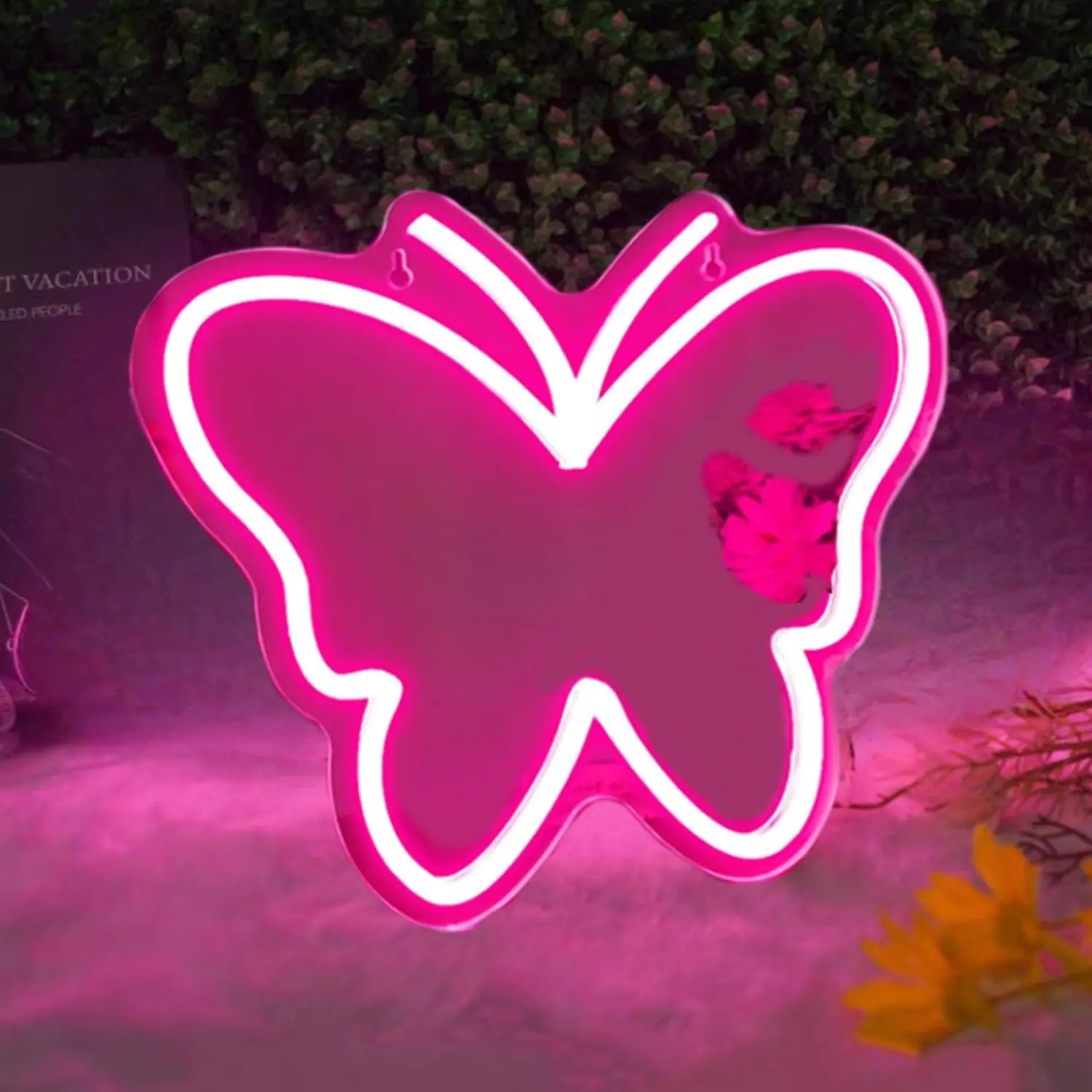 Butterfly Mirror Neon Sign, USB Powered Butterfly Mirror Led Neon Light Sign, Butterfly Light for Bedroom Girls Room Wall Decor