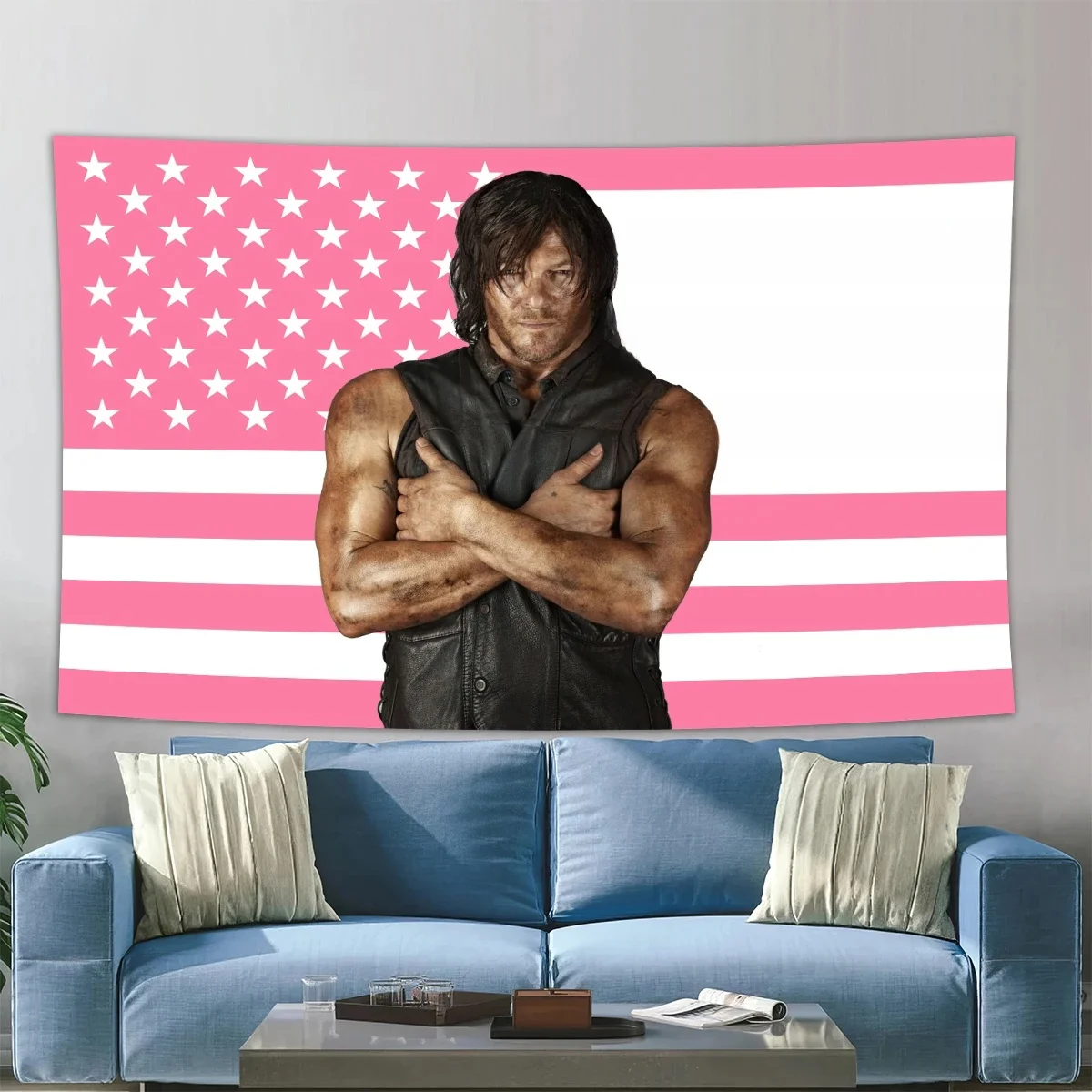 90X150CM 3X5FT Norman Reeduss Flaga Daryl Dixo Flaga Różowa Flaga Amerykańska The Walking Dead Plakat Wiszący Gobelin Dekoracja Pokoju — zdjęcie 2