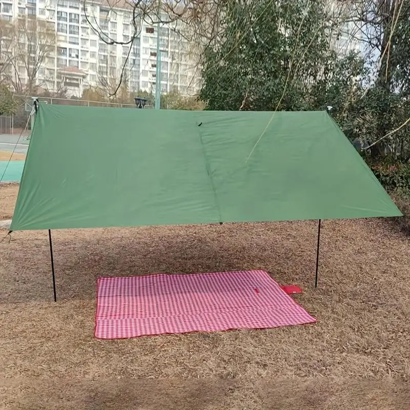 قماش القنب للتخييم بطول 10 × 10 أقدام ومظلة محمولة مقاومة للماء باللون الفضي للحماية من الأشعة فوق البنفسجية #1