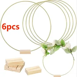 6pcs 12 Inch Metal Floral Hoop Garland Table Decoration For Wedding Centerpieces Wood Card Holders Metal Wreath Flower Garland