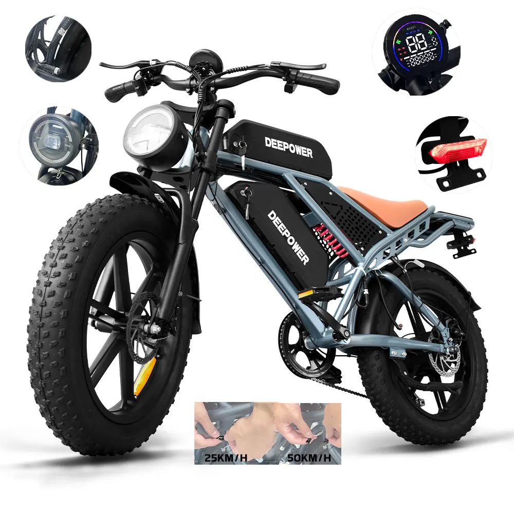 [Ship Form EU] DEEPOWER QS7 elektrische fiets 20“ Fat Ebike-band 48V35Ah batterij E-mountainbike voor volwassen mannen en vrouwen Snelheid 50 km/u