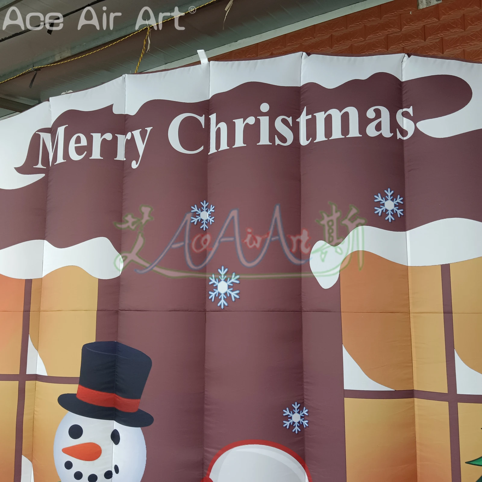 4 mW aufblasbarer Weihnachts-Wand-Party-dekorativer Hintergrund, Schneemann-Hintergrund für Weihnachtspräsentation oder Karneval, hergestellt von Ace Air Art