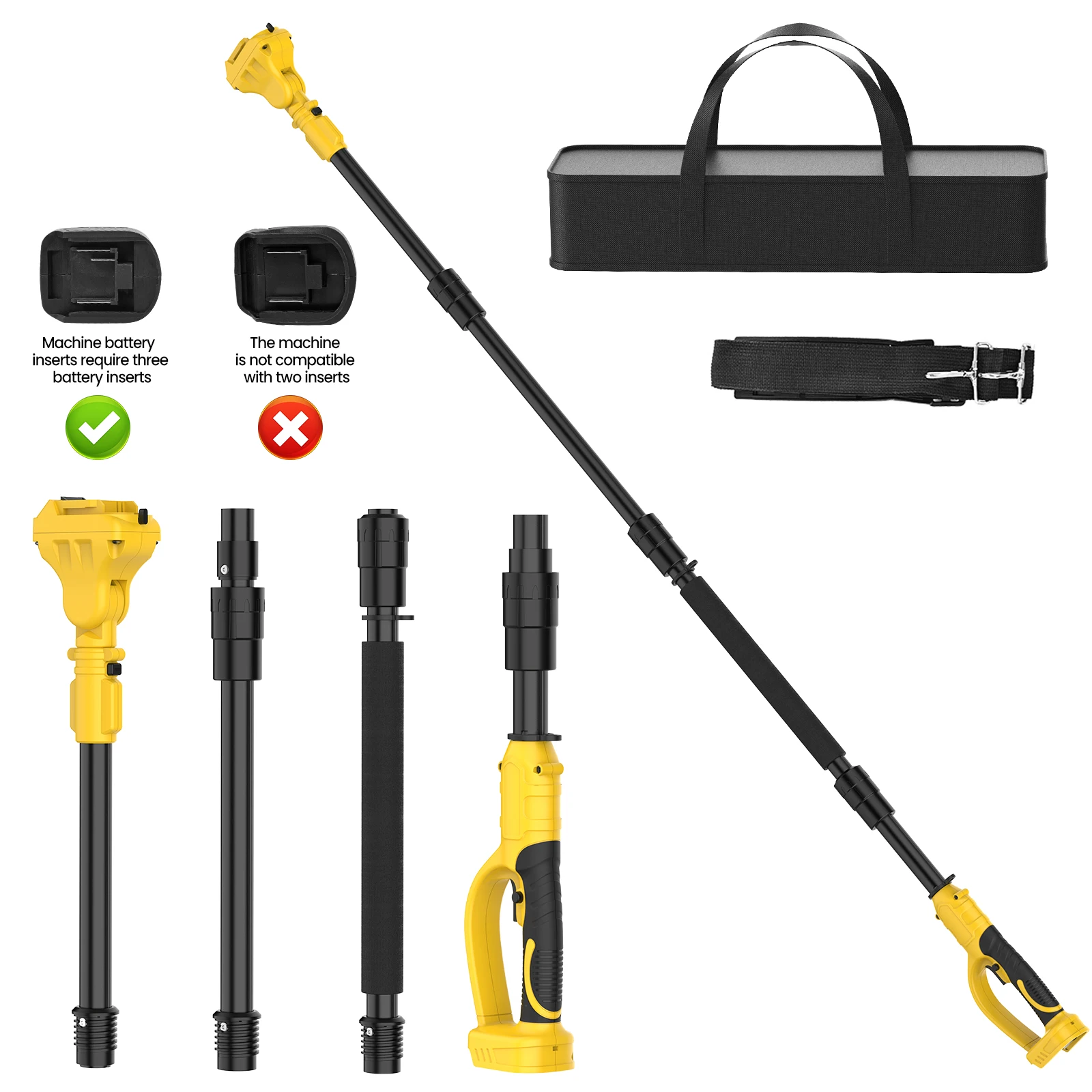 2 m lange Plug-In-Verlängerungsstange für elektrische Gartenschere und Kettensäge 180 ° Passen Sie die Teleskopstange mit hohem Zweig für die Makita 18VBatte an – Detail 1