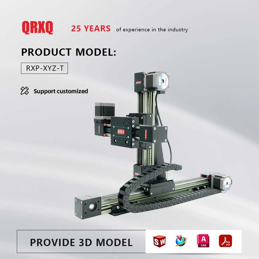 QRXQ RXPXYZ-T-45 Linear Gantry Robot Belt Driven XYZ Stage Belt Rail Guide Positioning Motion System