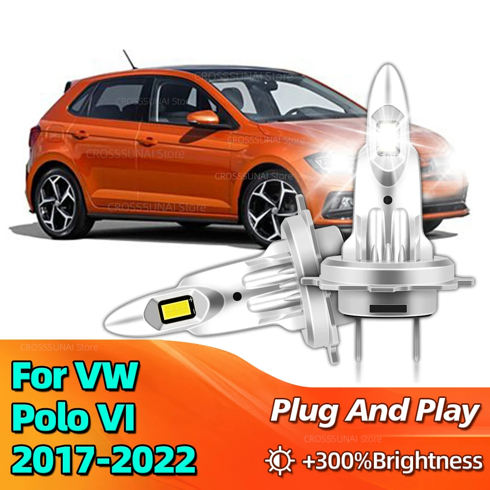 

New High Power LED Bulbs 30000LM Headlight CSP Chips Mini Size Car Lights For VW Volkswagen Polo VI 2017 2018 2019 2020 20212022