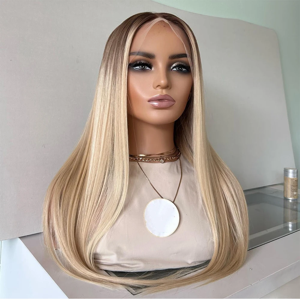 Silky Straight Lace Frontal Wig Ombre Honey Blonde Human Hair Wigs Virgin Remy Hair Full Lace Wigs HD 13x6 100% Gluelss Wig 200%