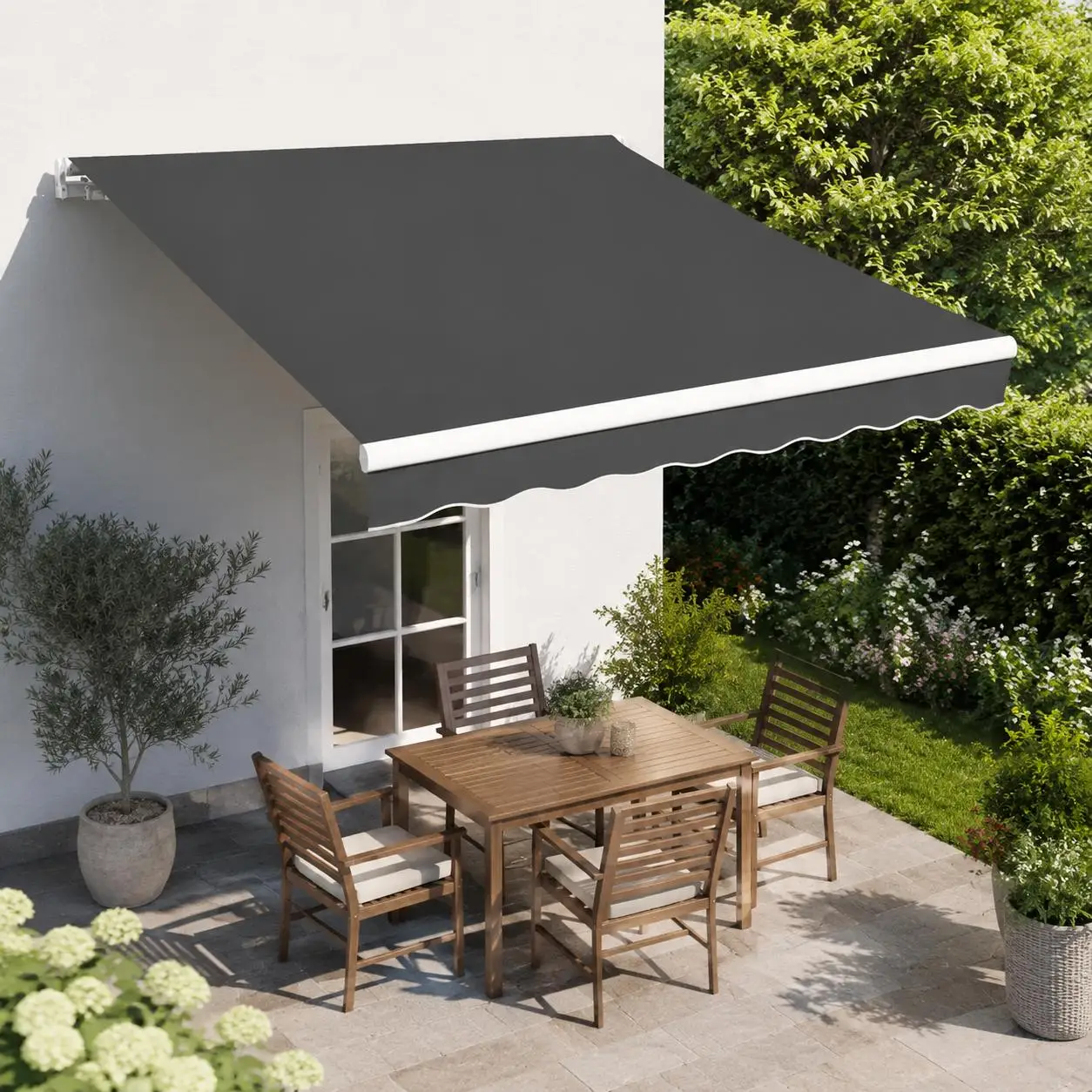 Markisenstoff Leinwand Anthrazit 300x250 cm