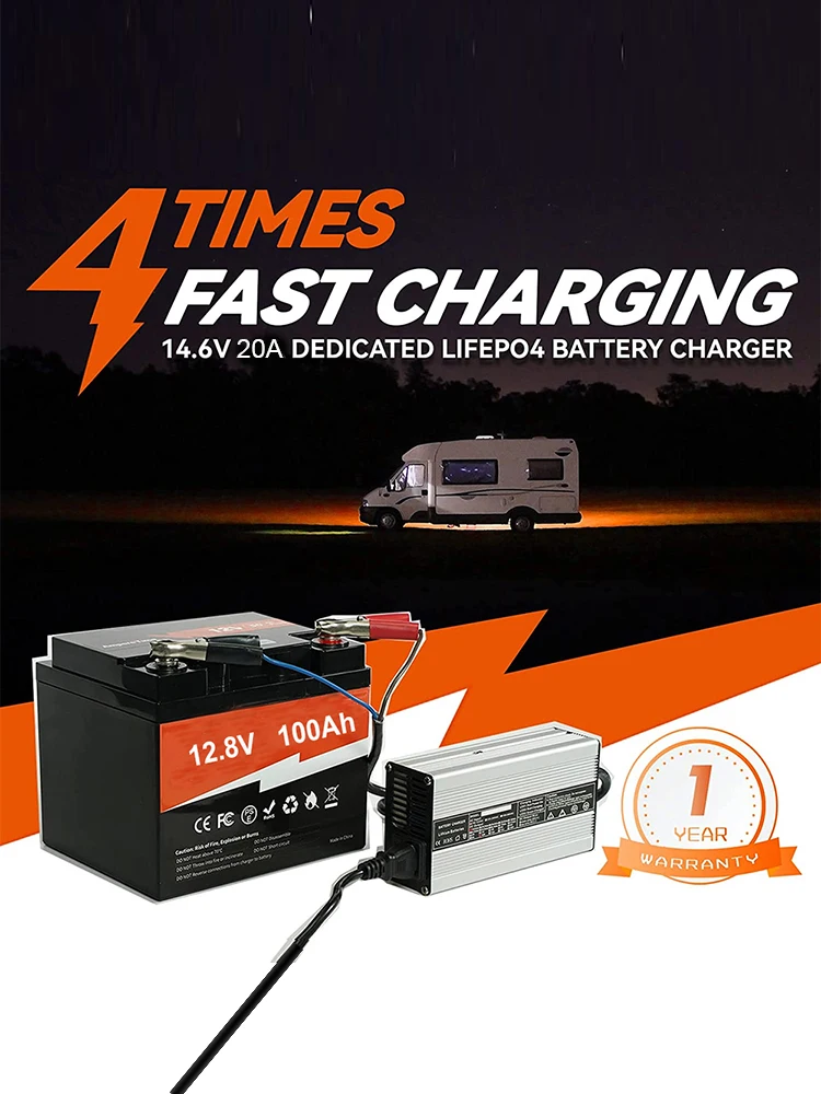 AliExpress Riskcell 12V 12.8V 20A LiFePO4 Lithium Battery Charger 14.6V 20Amp Smart Charger  for LiFePO4 Deep Cycle 50AH-300AH Batteries Charger