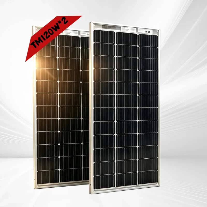 240W (2 Stück à 120W) Bifaziales monokristallines Solarpanel, hocheffizient, aus gehärtetem Glas, 18V, wasserdicht, für 12V-Batterie, Balkonmontage, Dachgarten, Camping, Wohnmobil,