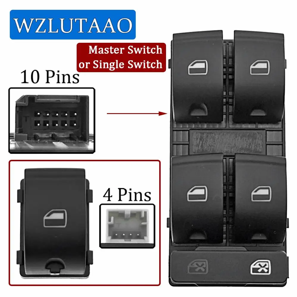 Electric Power Master Window Lifter Switch Button 8E0959851B 4F0959851F Single Switch 8E0959855 For Audi A4 S4 R8 RS4 TT 2005-15