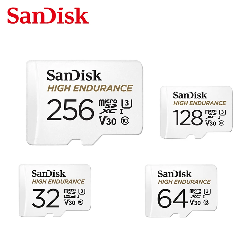 SanDisk بطاقة ذاكرة Micro SD عالية التحمل 128GB 32GB 64GB 256GB U3 V30 4K بطاقة ذاكرة Micro SD/TF Flash MicroSD لمراقبة الفيديو