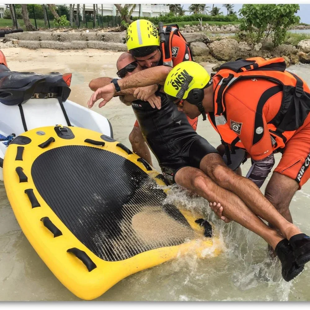 สต็อก Inflatable Jet Ski Sleds Inflatable Rescue Board Inflatable Jet Ski Rescue Sled (46x40x4 นิ้ว, 1 ชุด) สําหรับกู้ภัยท่อง