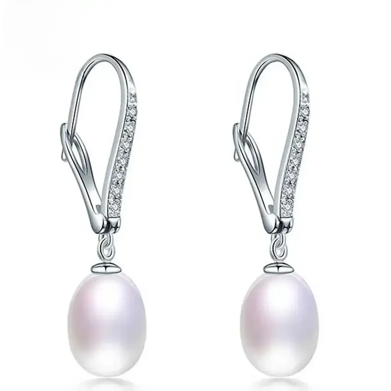 Kolczyki kolczyki z perłami HENGSHENG 8-9mm naturalne łzy perły ślubne druhna 925 Sterling srebrne kolczyki — zdjęcie 2