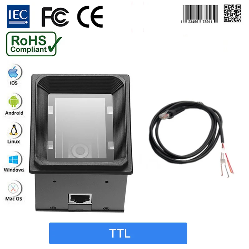 Módulo de escáner de código de barras EP3000, lector integrado de interfaz, Wiegand, RS485, USB, RS232, para quiosco, Control de acceso POS, 2D, QR,