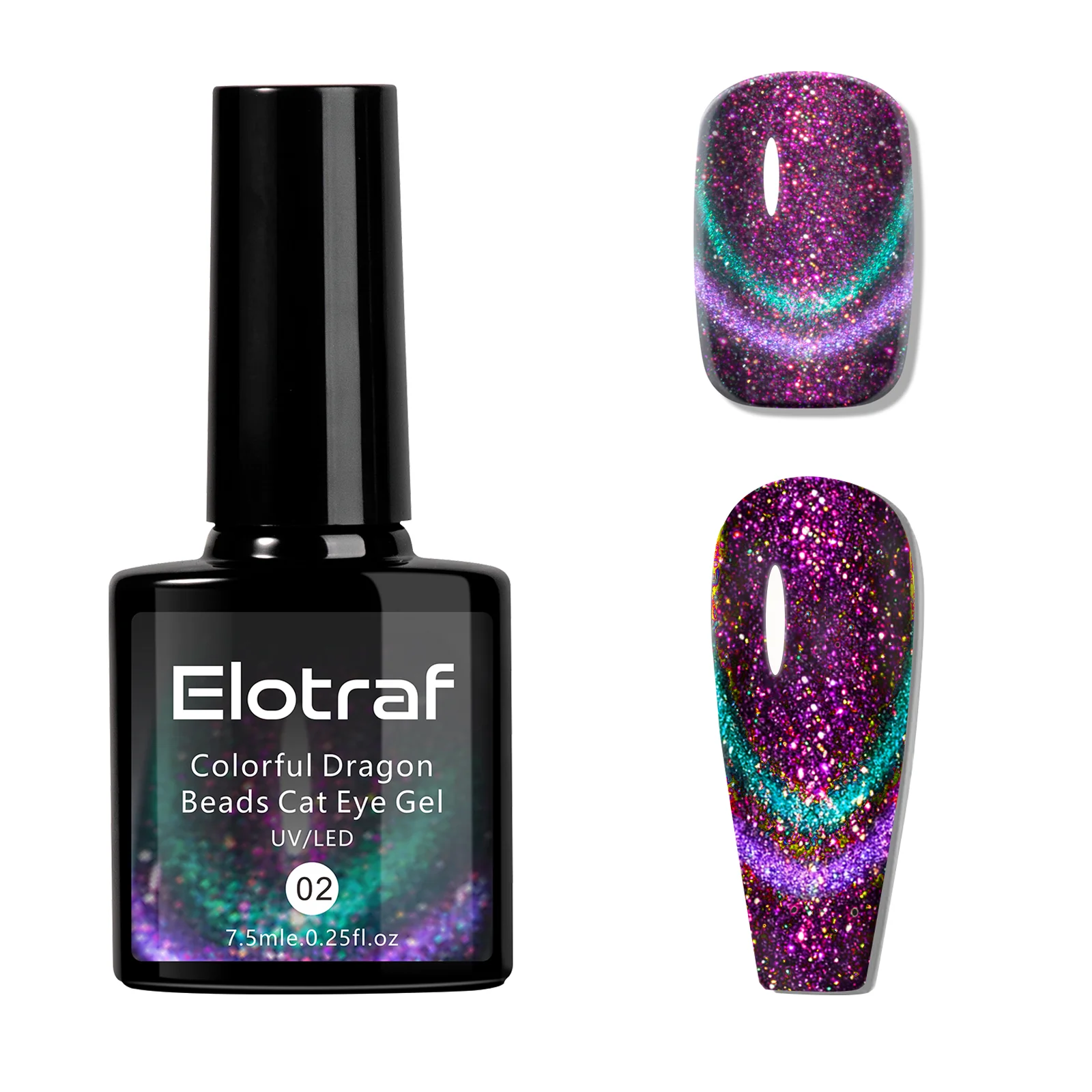 

Гель-лак для ногтей Elotraf Cat Eye, 9D голографический эффект хамелеона и двойные волшебные цвета, УФ-отверждение, профессиональное использование для салонов