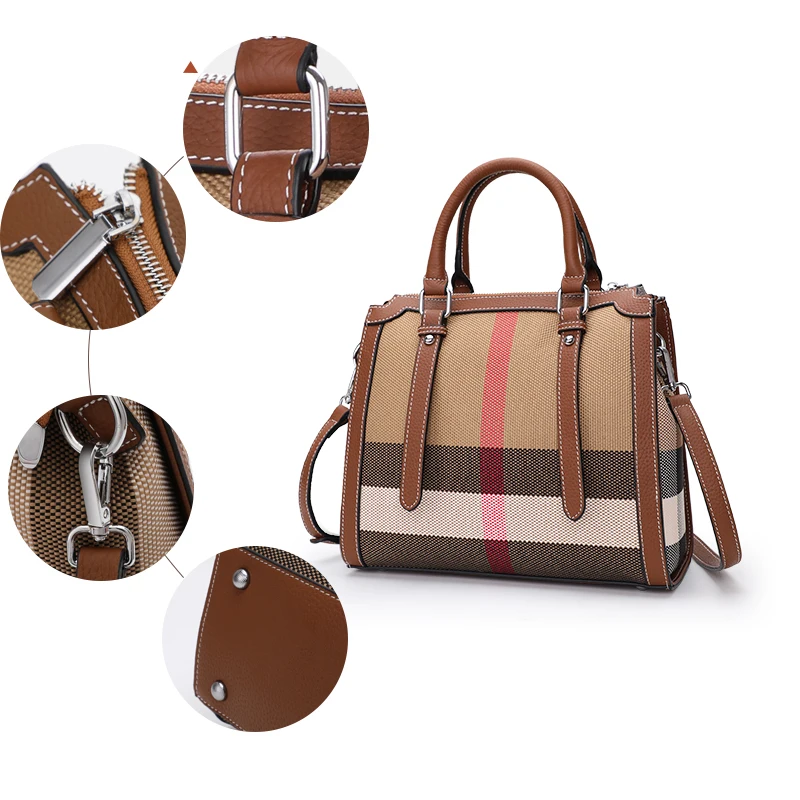 Genuine leather canvas large capacity 2023 new summer niche high-end single shoulder underarm temperament casual bag