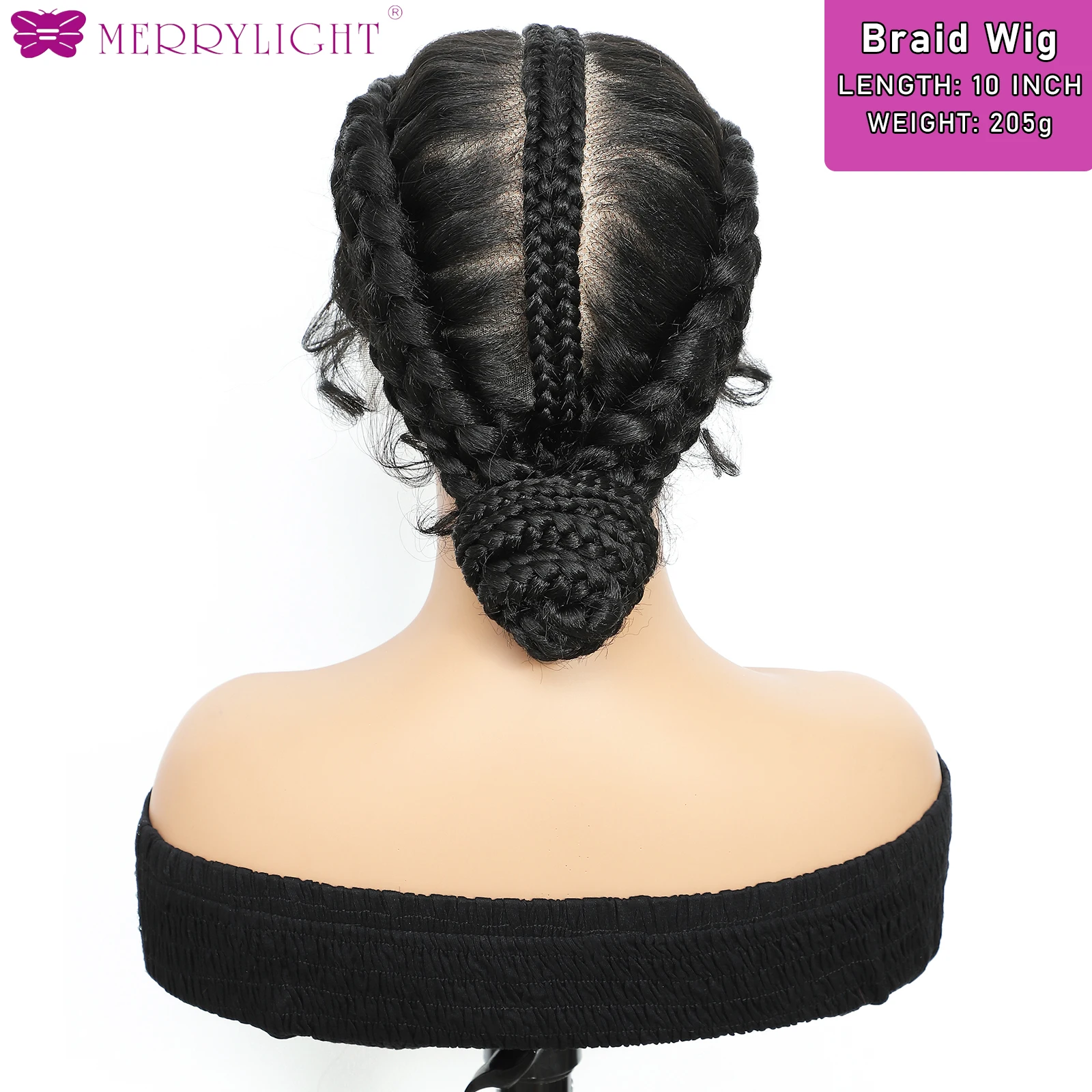 10 بوصة الاصطناعية الدانتيل الكامل اليدوية Knotless الضفائر كعكة ذيل حصان منخفضة يمكن اكتشفها Knotless الضفائر الباروكات للنساء السود