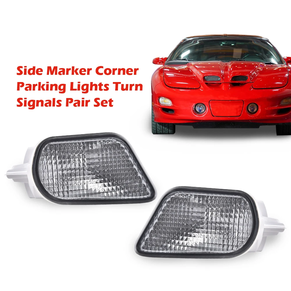 

1 пара боковых габаритных угловых парковочных фонарей, пара указателей поворота, подходит для Trans Am 1998-2002 годов, водонепроницаемые, снегозащитные, пылезащитные автомобильные аксессуары