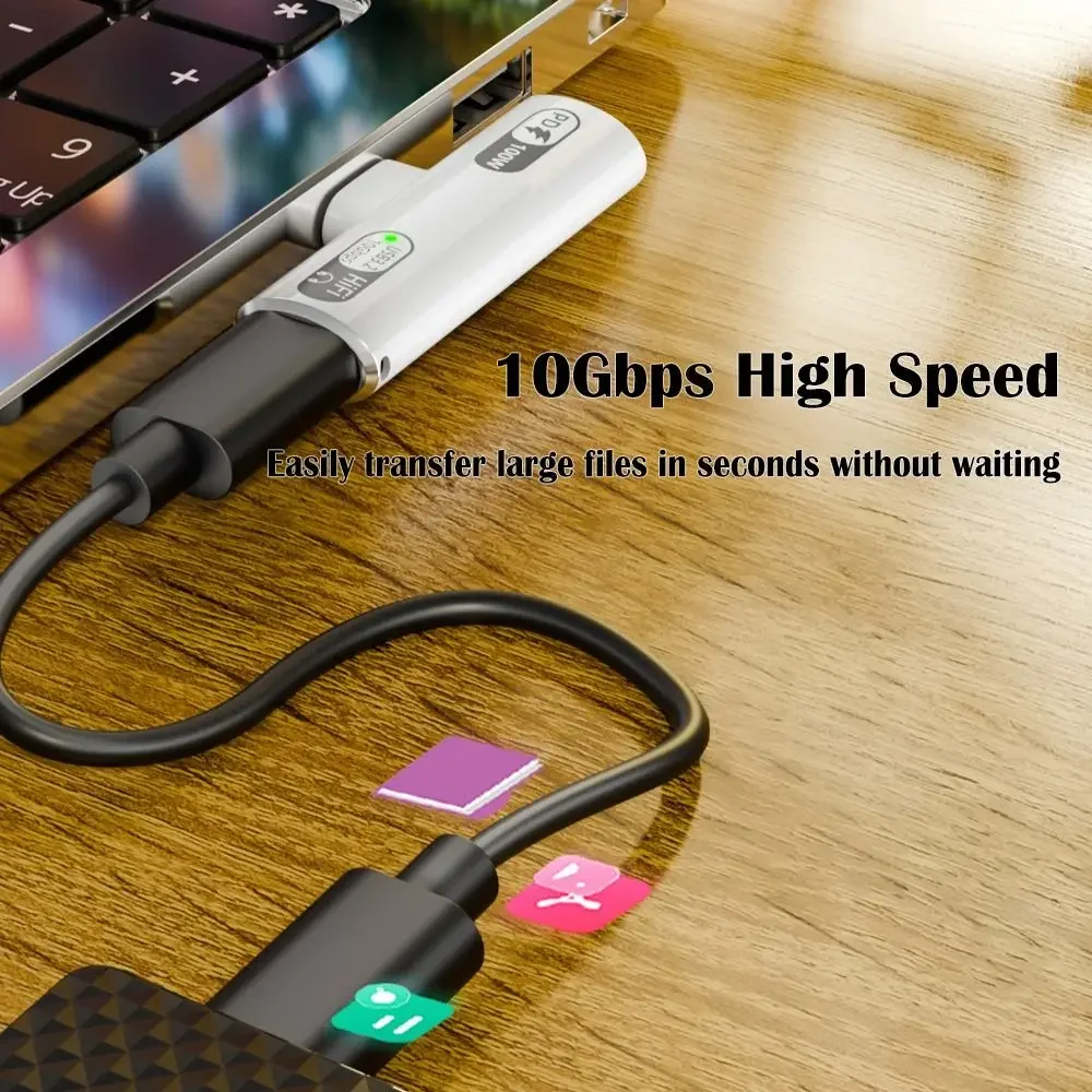 2 in 1 Typ C auf USB-C Kopfhörer Audio Ladegerät Adapter Splitter Konverter Typ-C + PD/QC Laden 100 W 2-in-1 Adapter