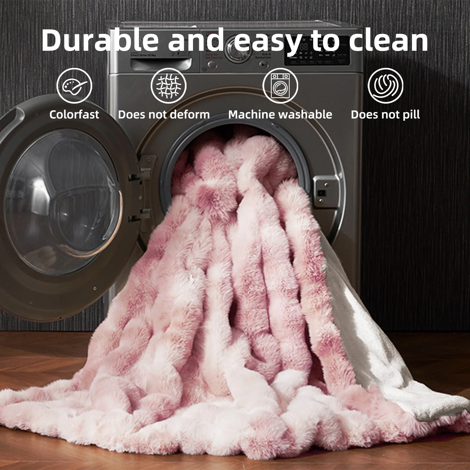 100% weighted Faux Rabbit Fur Throw Blanket, Ultra Soft Fluffy Thick Plush Fuzzy Blanket, Cozy Warm Luxury Bubble Furry Blanket for Sofa Couch Bed Chair, Decorative Shaggy Fleece Blanket for Home Bedroom Decor, All Season Use. view 8