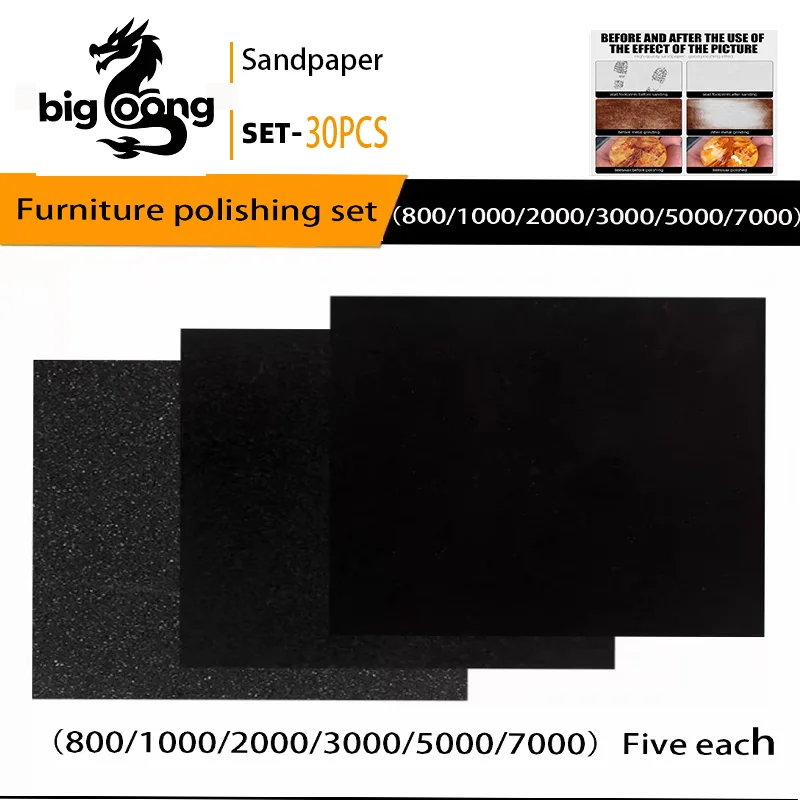 

Professional Sandpaper Set 800 to 7000 Grit, 6 Sheets Each, Perfect for Metal Wood Auto Polishing from Coarse to Mirror Finish,