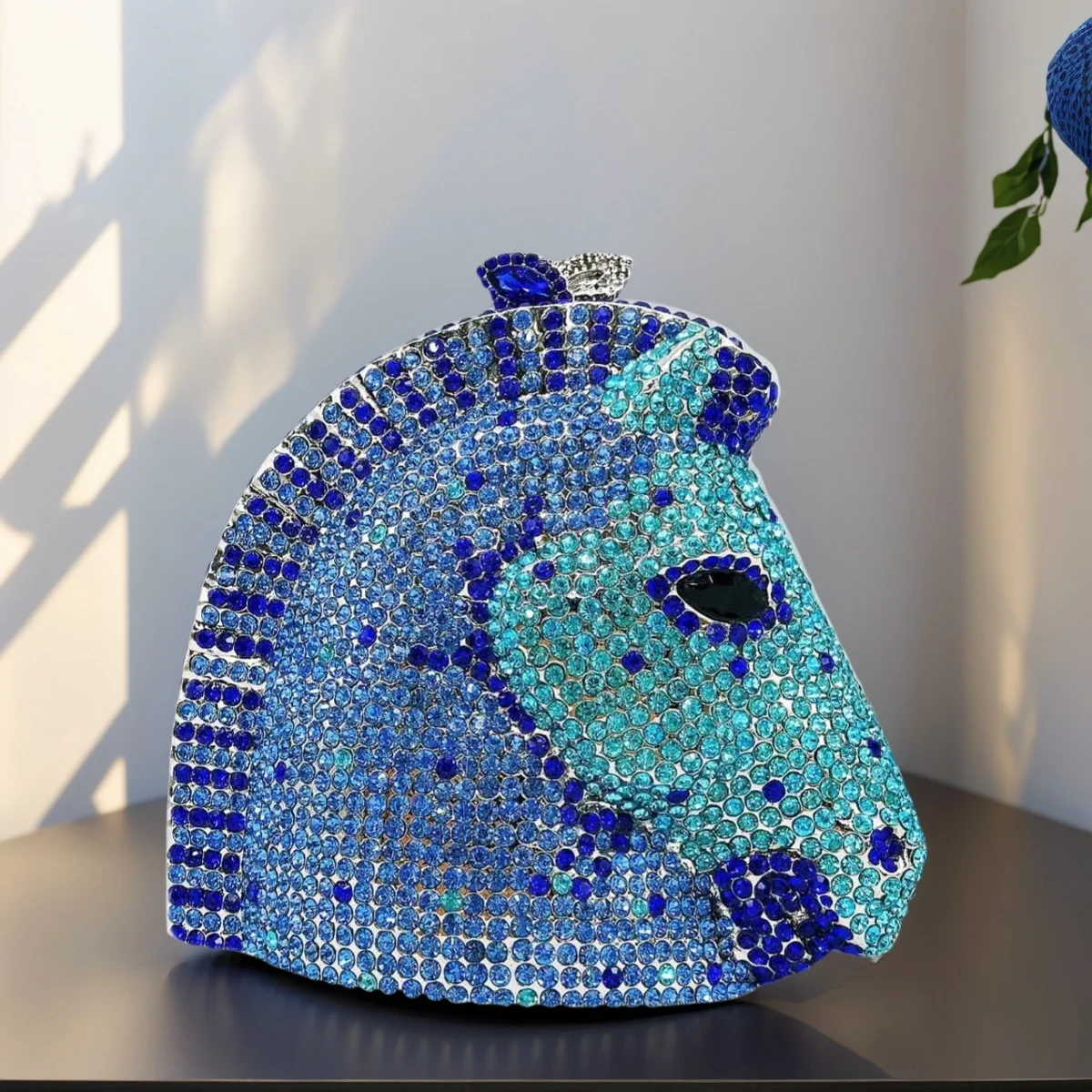 

Women Horse Head Evening Clutch Luxury Sparkly Rhinestone Crystal Bride Purse Party Prom Banquet Handbag