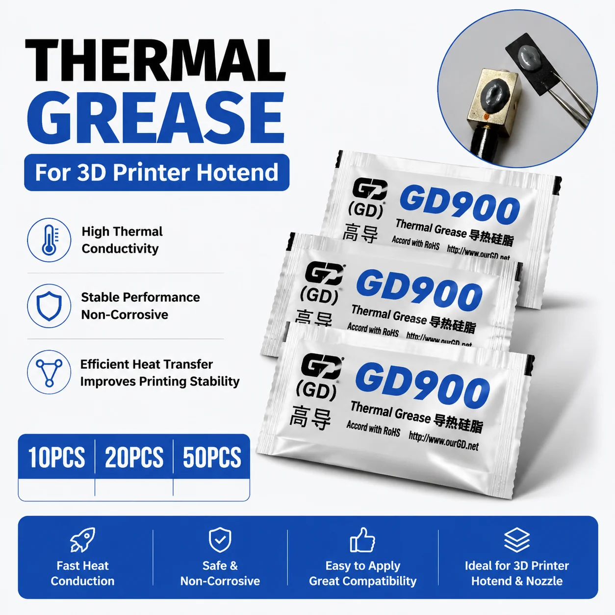 

Thermal Grease For All 3d Printer BambooLab P1S X1C Anycubic Kobra S1 Hotend Efficient Heat Transfer Super Lube 3D Printer Parts