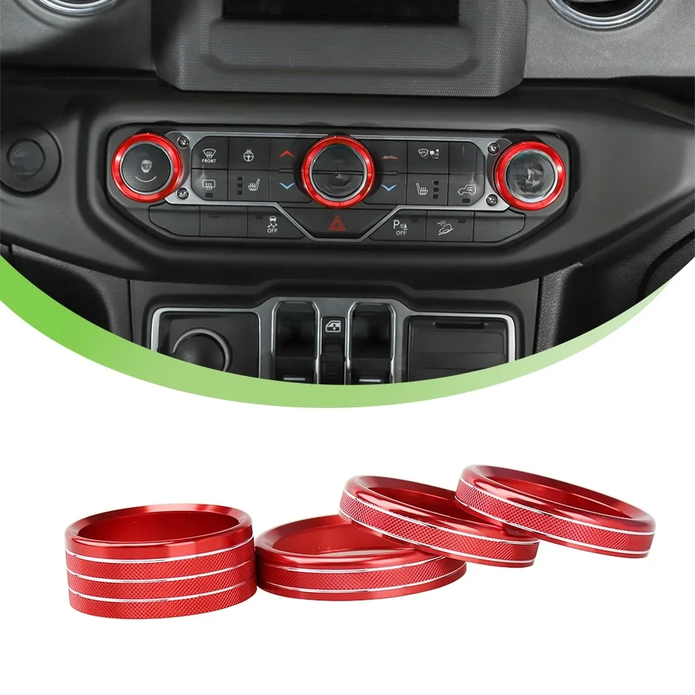 4Pack Auto Lamp Airconditioner Draaiknop Cover Trim Voor Jeep Wrangler Jl 2018 2019 2020 2021 2022 2023 Interieur accessoires - afbeelding 2