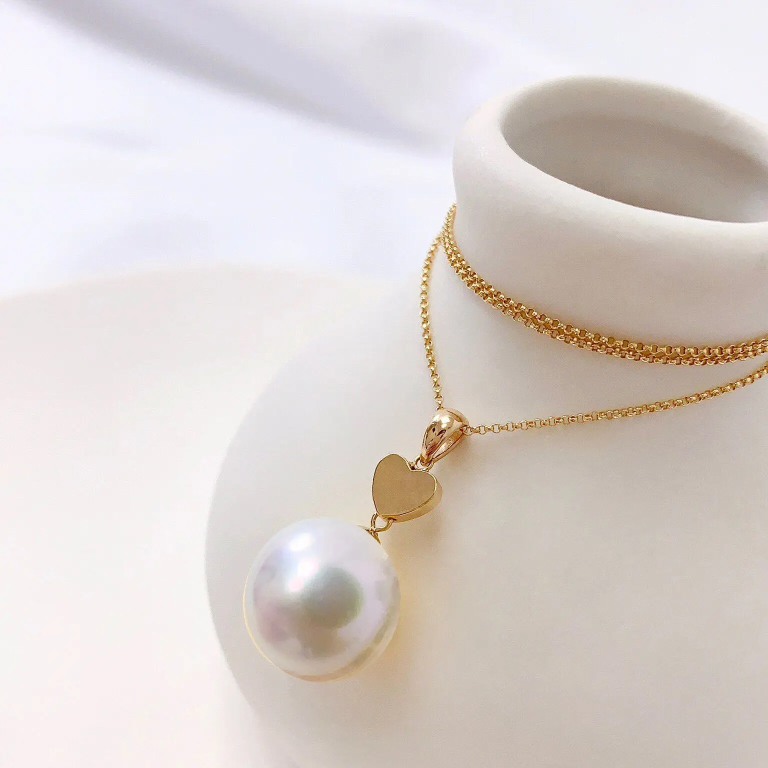 MADALENA SARARA 9mm-10mm Freshwater Pearl Pendant Women Necklace Natural White High Quality 18K Gold Chain Au750