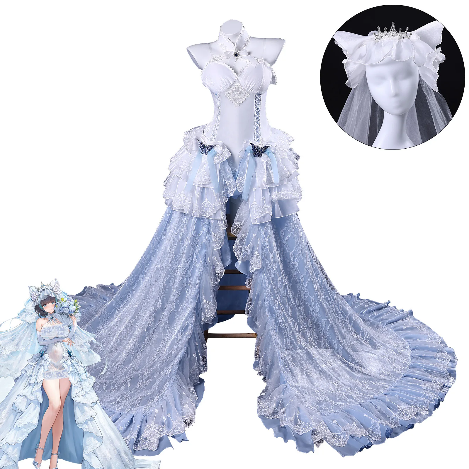 Costume de Cosplay Azur Lane Cheshire Voice Oath Robe de Mariée Lolita Classique à Traîne pour Femme