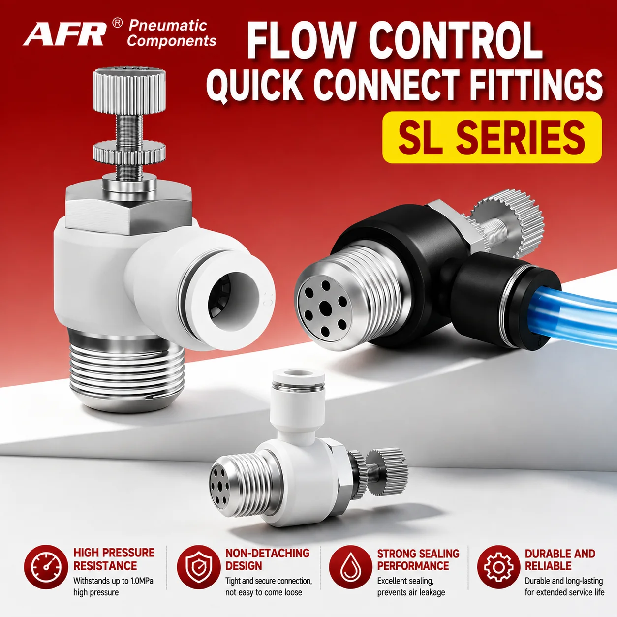 20Pcs Cylinder throttle valve SL4-M5 Fast Connection Pneumatic SL6 8 10 12mm SL6-01 1/8