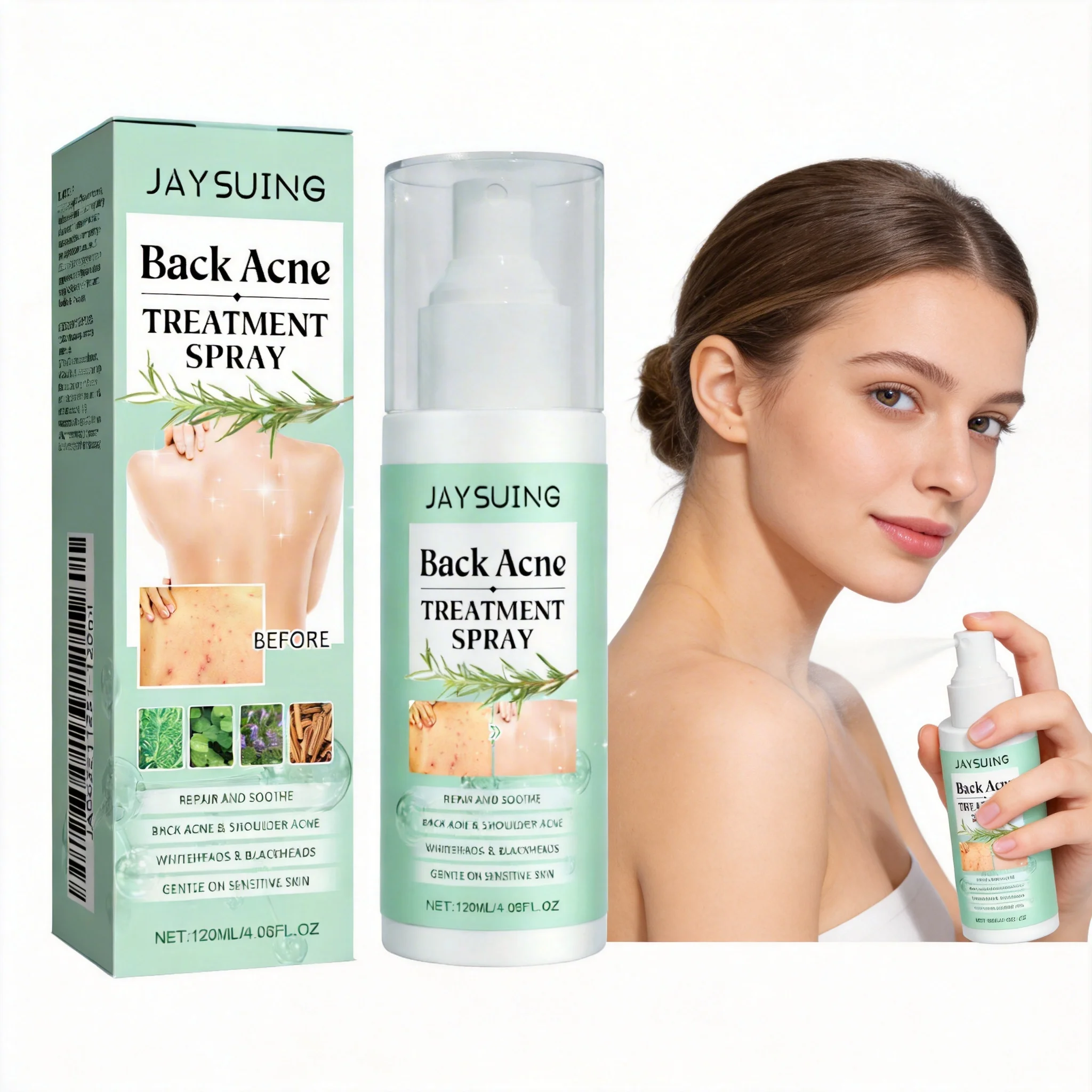 

Спрей для лечения акне на спине JAYSUING 120 мл: нежное отшелушивание, контроль жирности, глубокое увлажнение, успокаивающий и восстанавливающий эффект, для гладкой и чистой кожи тела.