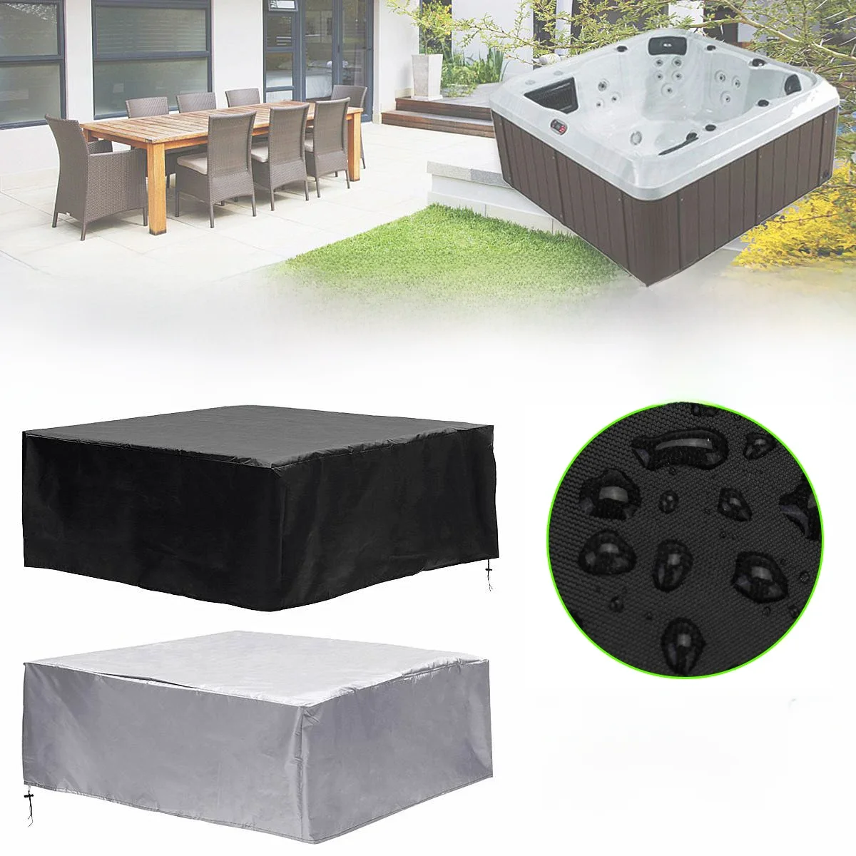 Universele Hot Tub Stofkap Cap Waterdicht UV Proof All-Weather Spa Cover Cap Protector Hotspring Sneeuw Regen Stofkappen - afbeelding 2