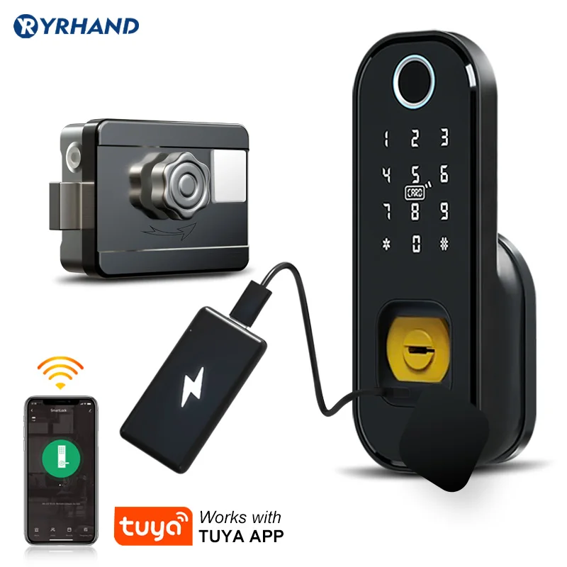 Tuya Smart Lock Waterdichte Wifi Vingerafdruk Velg Lock Smart Card Digitale Code Elektronische Deurslot Voor Thuis Beveiliging Mortise