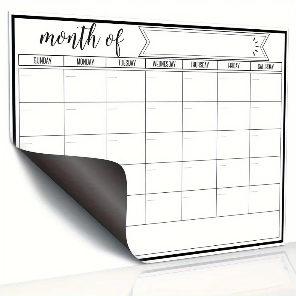 1pc Magnetic Dry Erase Calendar - Whiteboard Style Refrigerator Magnet, Magnetic whiteboard , Ideal for Home Organizatio