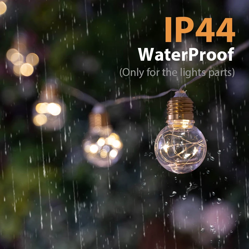 20Bulbs USB LED Warm White Fairy String Light Festoon Globe Bulb Outdoor String For Waterproof Garland Wedding Party Backyard