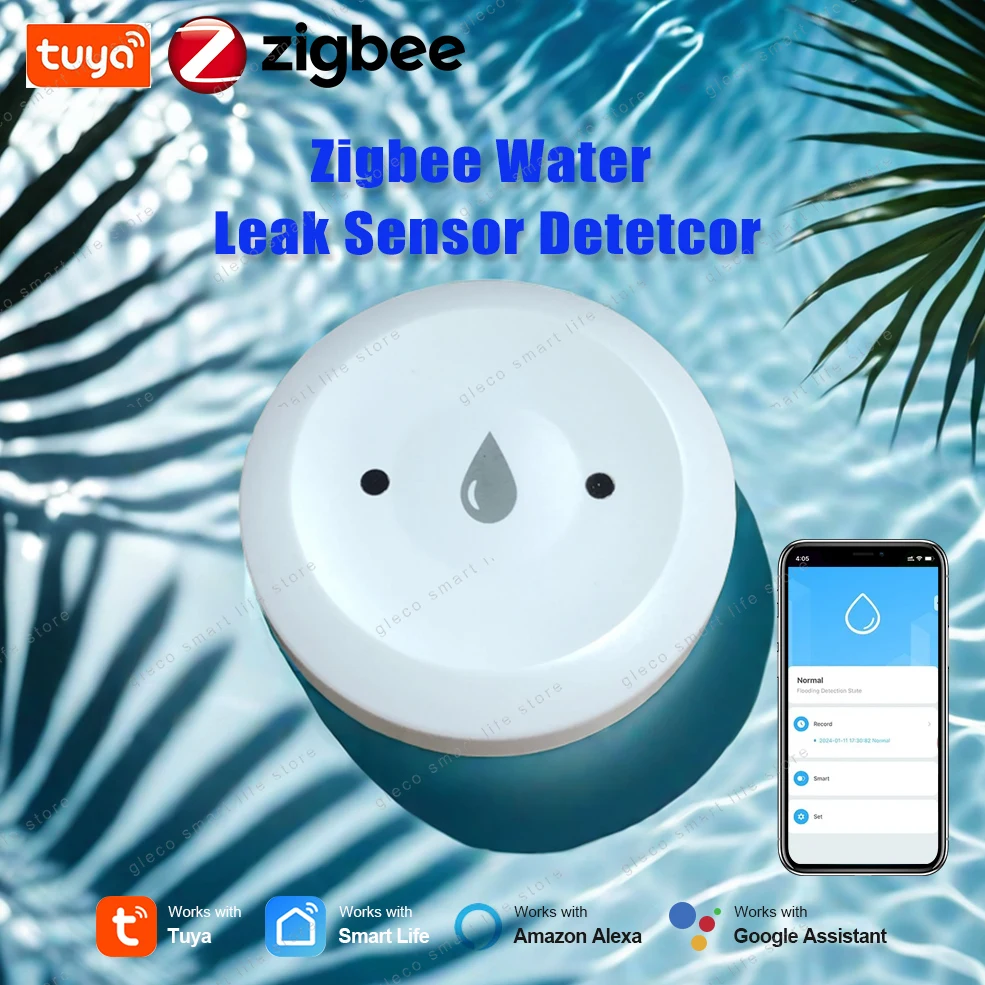 Zigbee Water Leak Sensor Smart Life Tuya Flood Leakage Detector Water Immersion Alarm Detection For Alexa,Google Home,Zigbee Hub