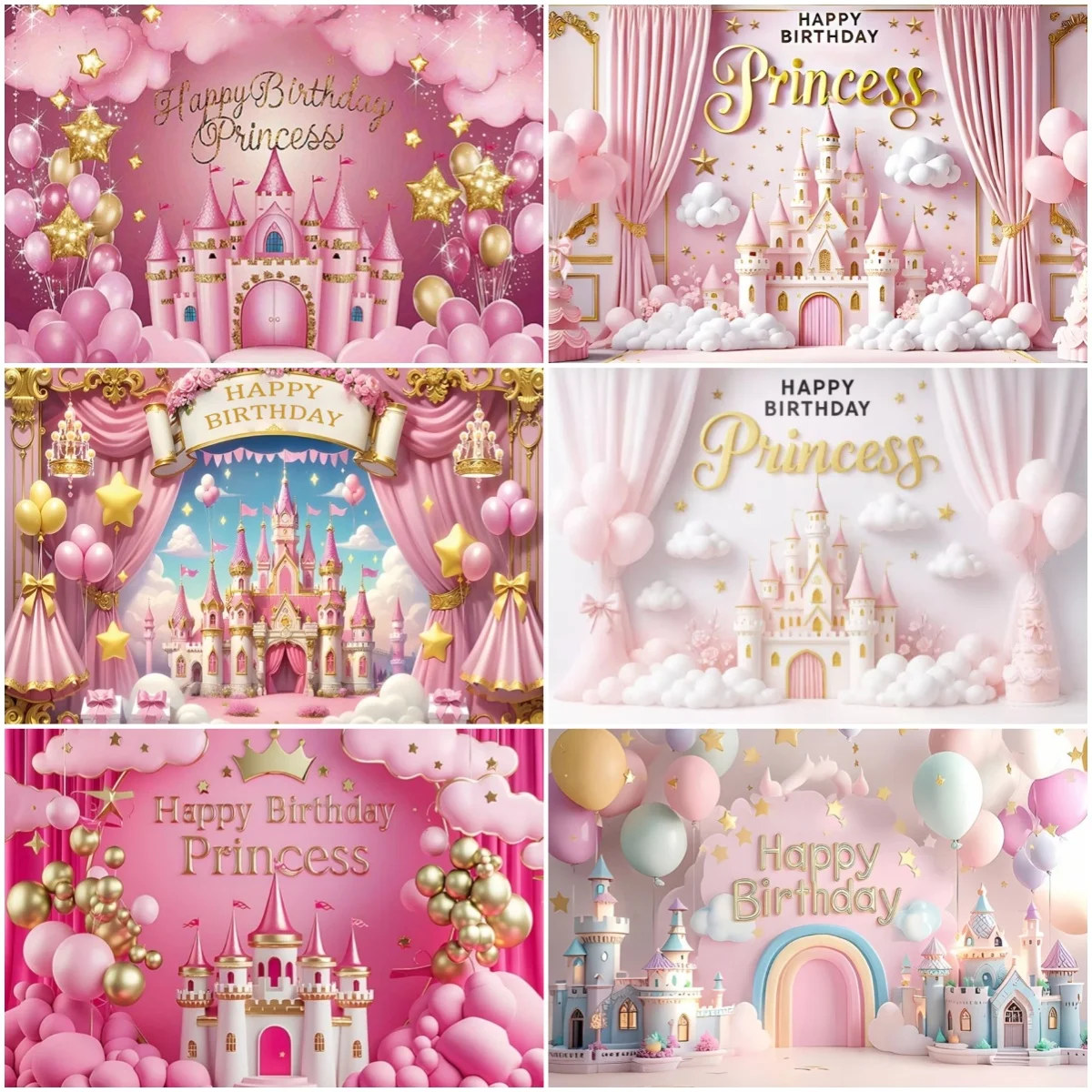 

Magic Castle Birthday Party Backgrounds Photographs Rose Princess Children Baby Shower Girl Adult Backdrop Decoration Photozone