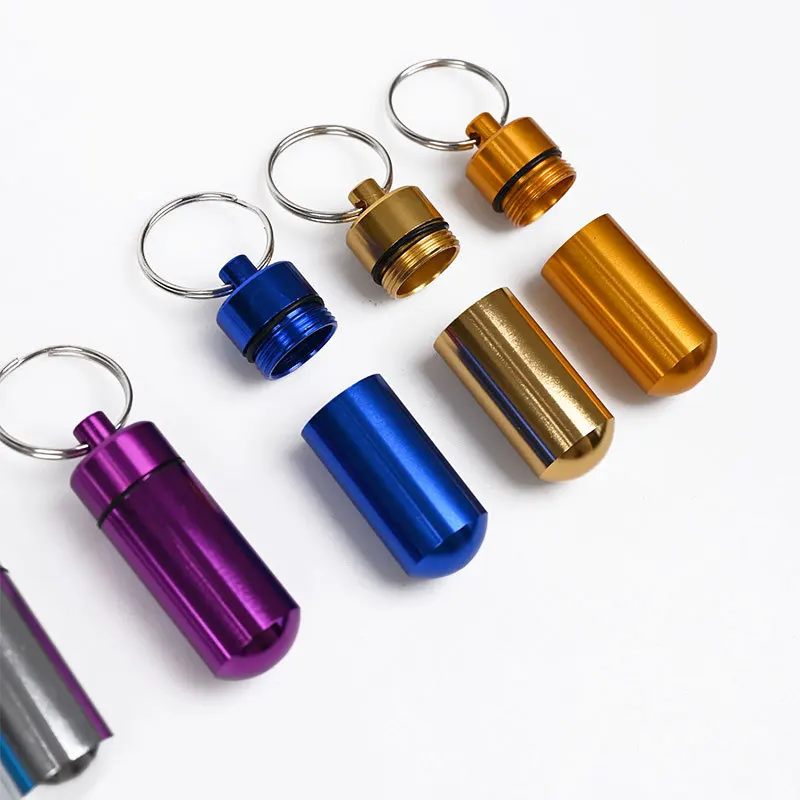 Mini Pill Case Waterproof Medicine Storage Box Container Bottle Holder Keychain Portable Outdoor Metal Pill Box for Travel