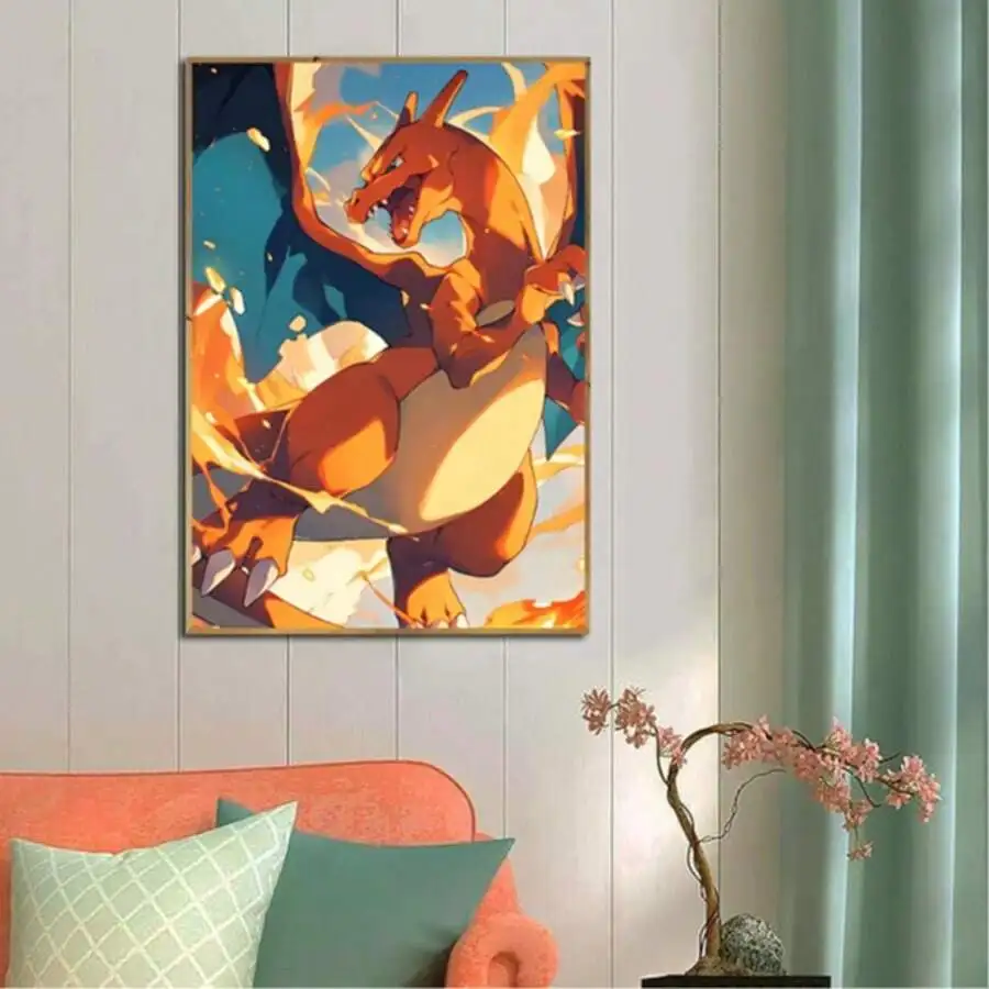Japanese Anime Pokemon Posters Wall Art Pikachu Bulbasaur Charmander Squirtle Modern Children Room Home Decoration Gift Unframed