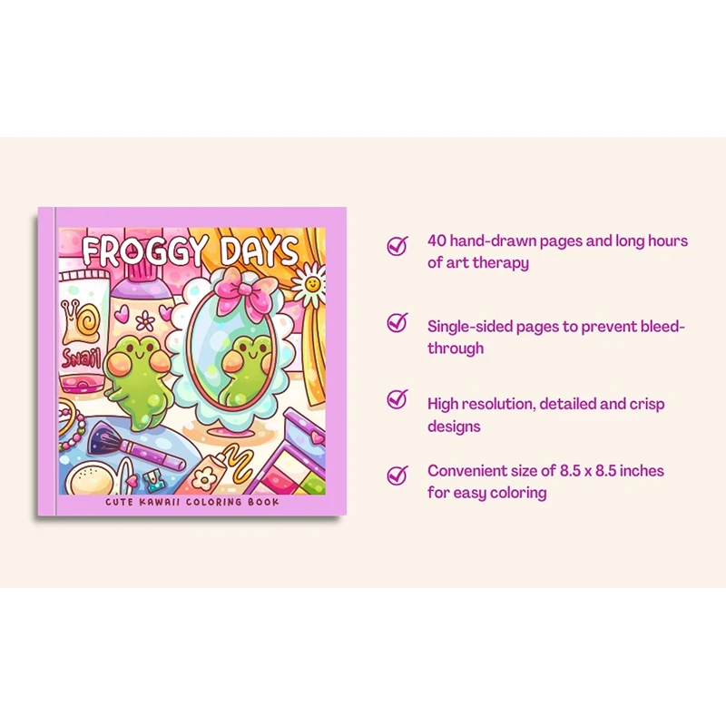Froggy Days A Kawaii Frog Coloring Book Adorable Frog Adventures in Relaxing Coloring for All Ages  Stress Relief and Creativity image 3
