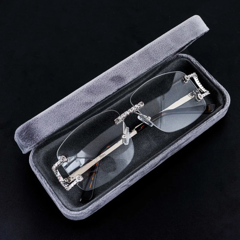 Trendy 5A Zirkon Kupfer Sonnenbrille Frauen Männer Überzogene 18 karat Gold Bling Brillen Keine Objektiv Gläser Ins 2022 schmuck – Detail 1