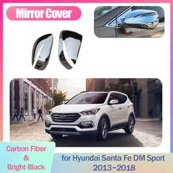 Car Mirror Cover for Hyundai Santa Fe DM Sport 2013~2018 2014 2015 2016 2017 Cap Wing Chrome Trim Shell Part Sticker Accessories