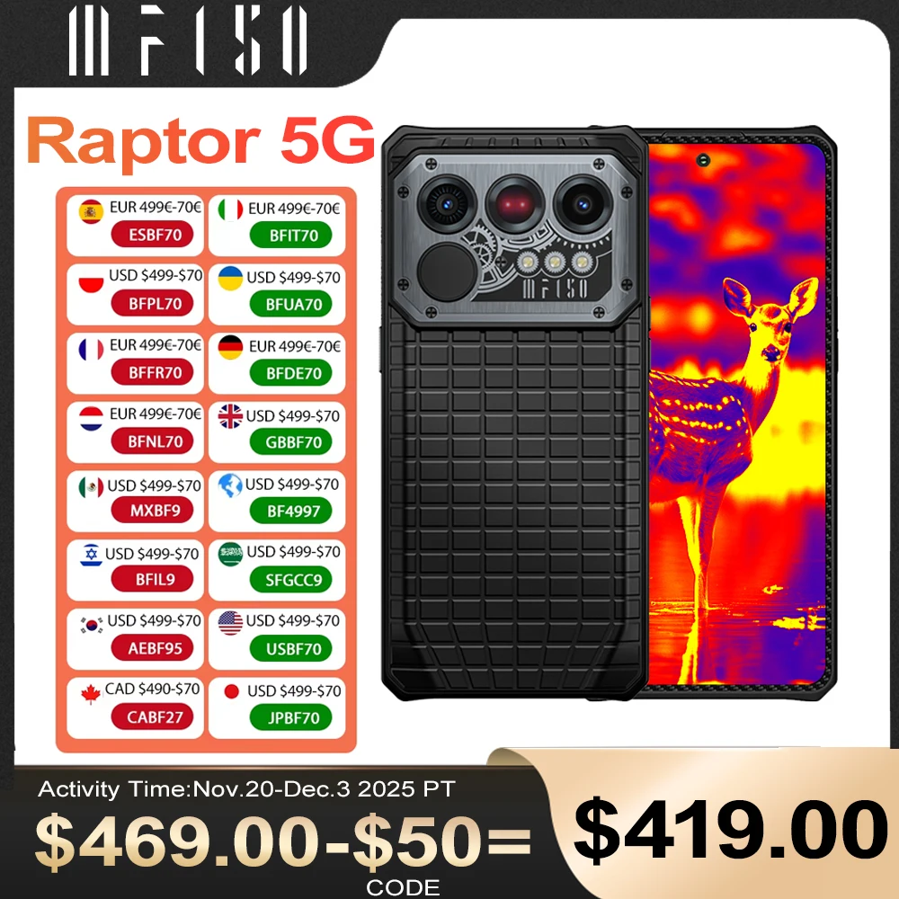 

IIIF150 Raptor 5G Rugged Machine Android 14 16GB+512GB 6.78'' 120Hz AMOLED Display 10000mAh 50MP UltraThin Rugged Smartphone