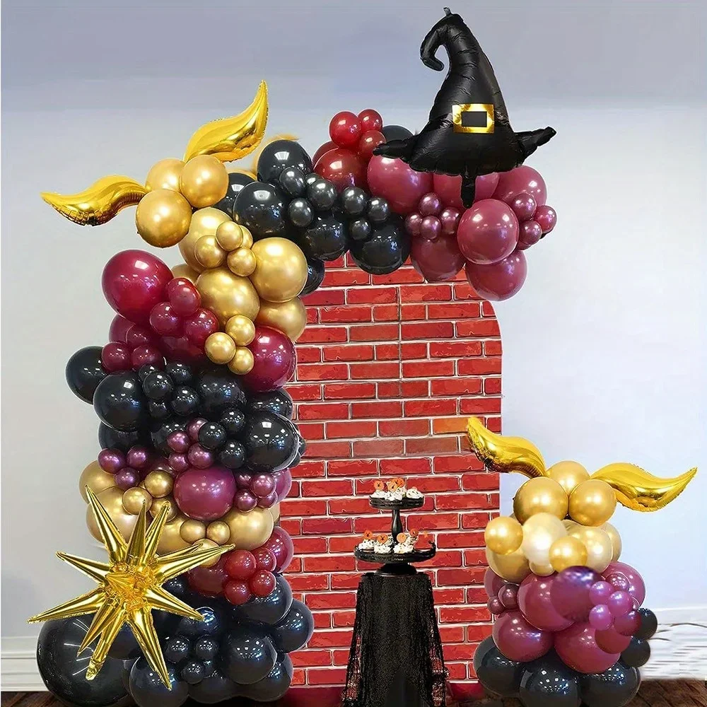 Ensemble d'arc de guirlande de ballons de chapeau magique, 110 pièces, décoration de carnaval, de fête d'anniversaire sur le thème magique, fournitures de décoration de fête